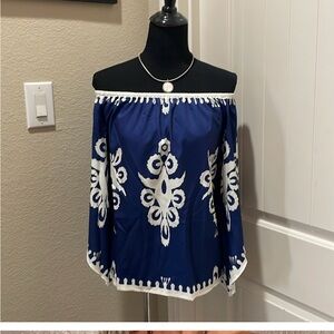 Navy Blue Off-Shoulder Top